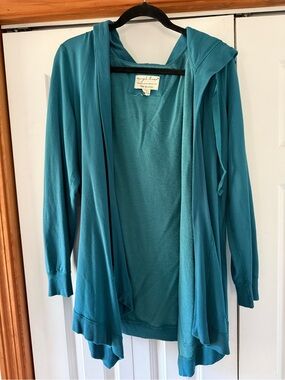 evy's tree Teal Open-Front Hooded Cardigan